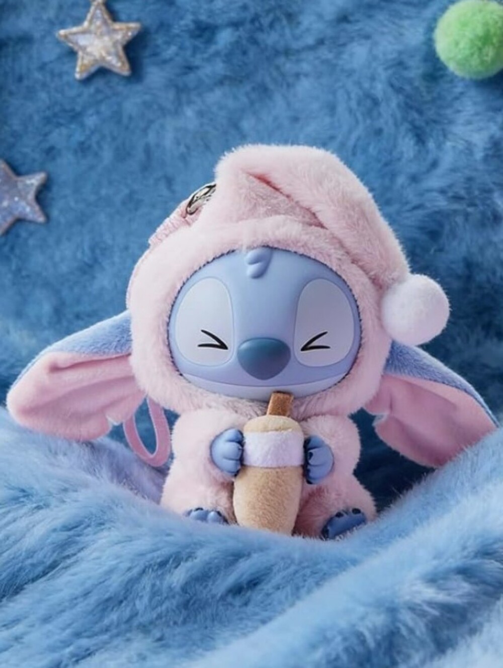 Disney Stitch Plush Eat Something Before Sleep" Keychain - Milk Tea Desire